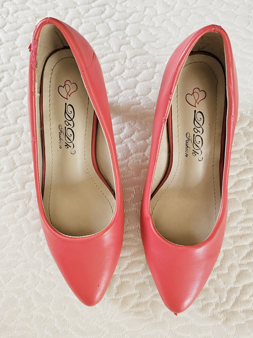Coral Pink Kitten Heels Pointed Toe Pumps Size 5.5